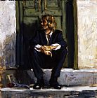 Fabian Perez Famous Paintings - Waiting for the romance to come